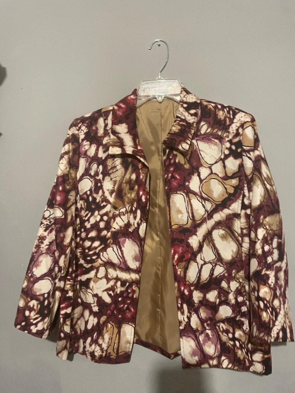 Alfred Donner women’s size 12 cream, brown and red floral zip up jacket